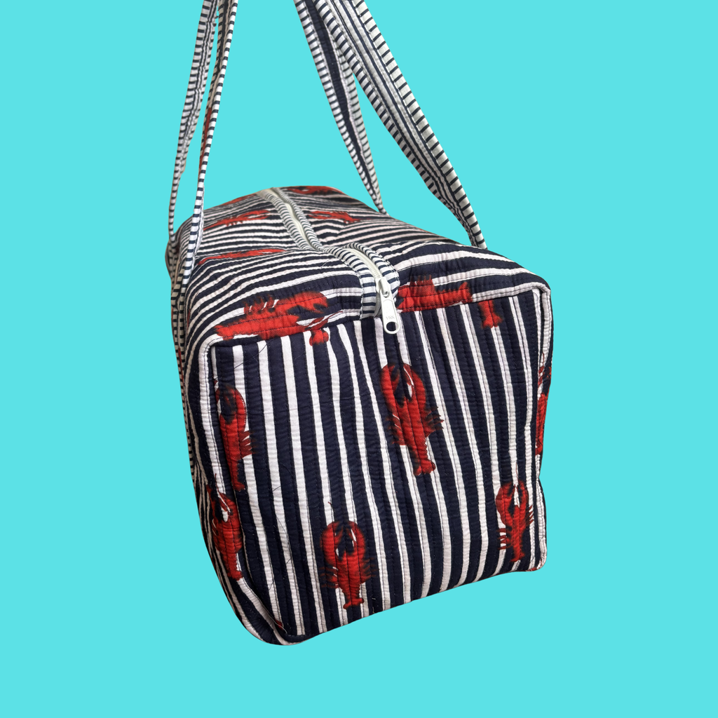 NEW Navy & White Striped Lobster Weekend Duffle Bag