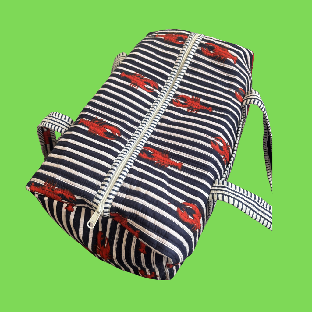 NEW Navy & White Striped Lobster Weekend Duffle Bag