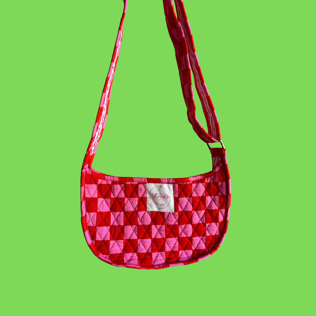 Pink & Red Checkerboard Side Mini Bag