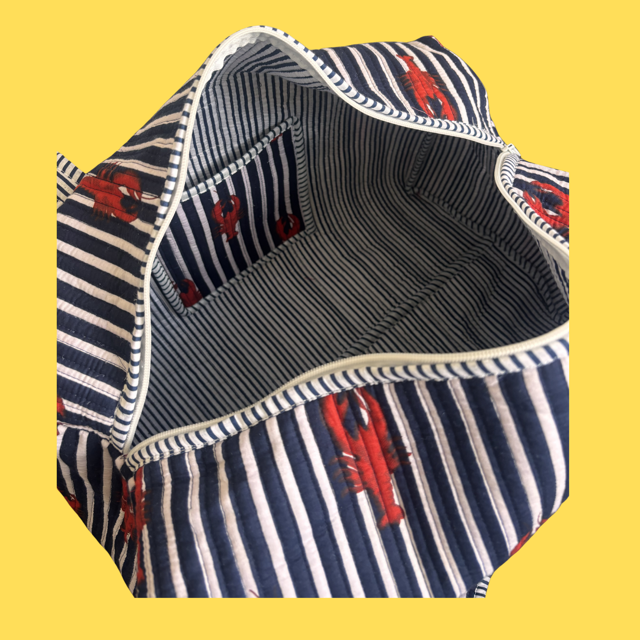 NEW Navy & White Striped Lobster Weekend Duffle Bag