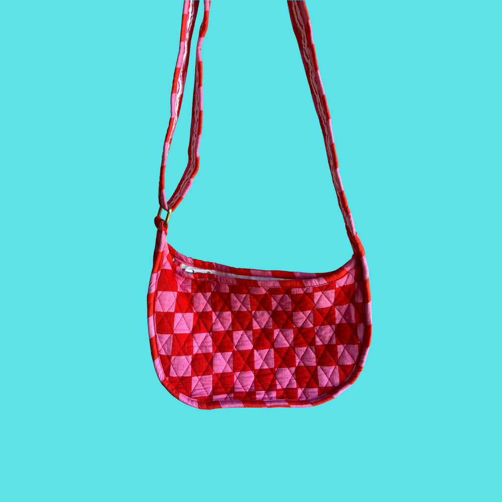Pink & Red Checkerboard Side Mini Bag