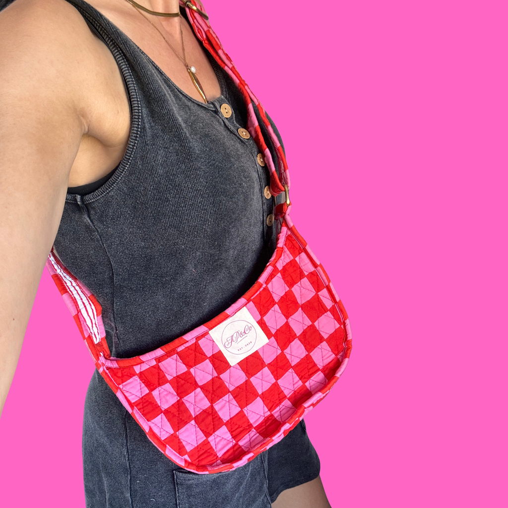 Pink & Red Checkerboard Side Mini Bag