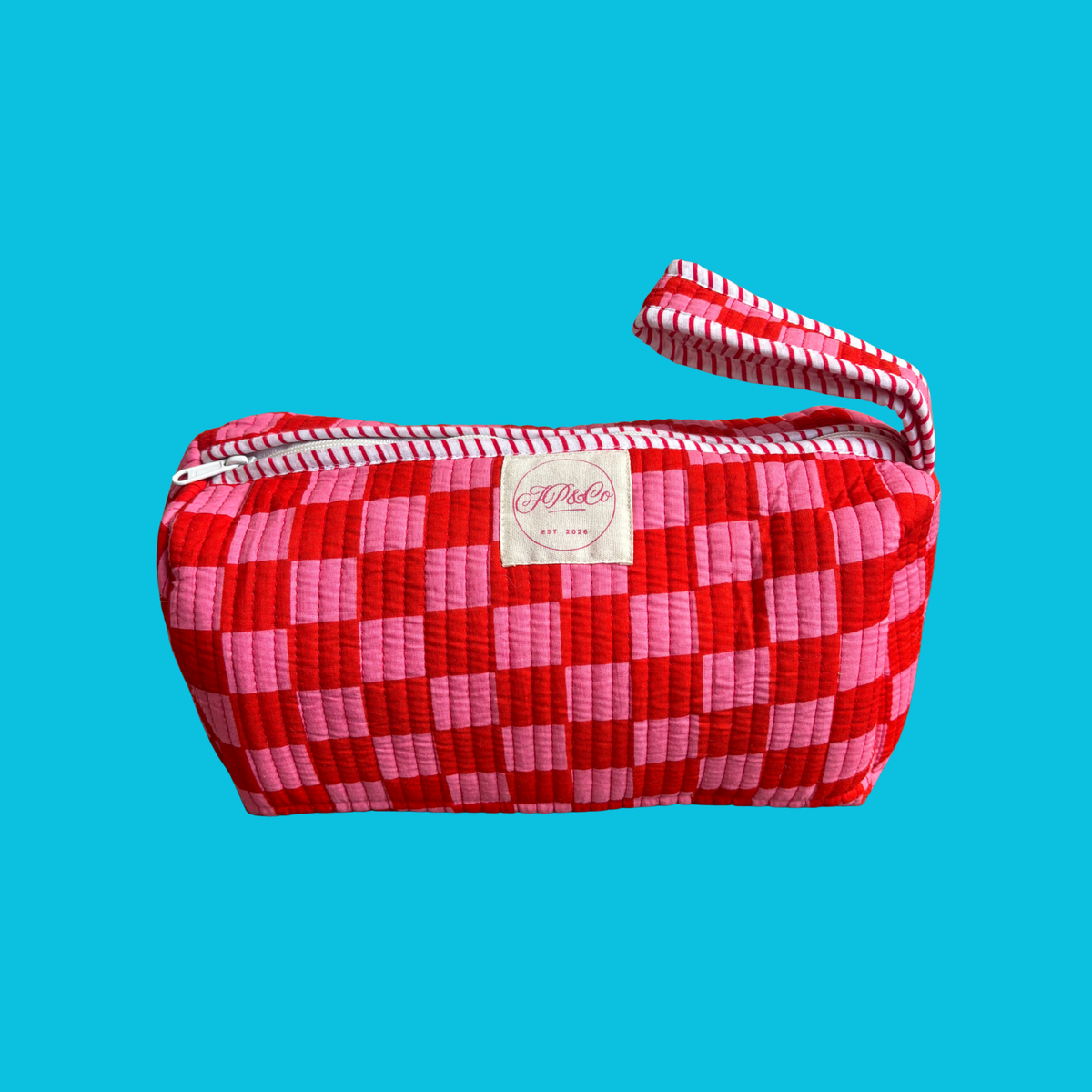 Pink & Red Checkerboard Hairstyling Tool Bag