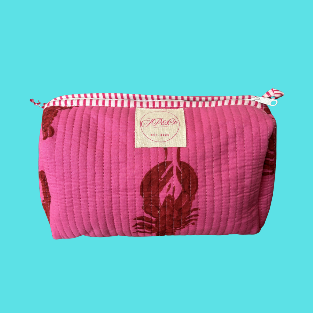 Hot Pink Lobster Wash Bag Set (Set of 3)