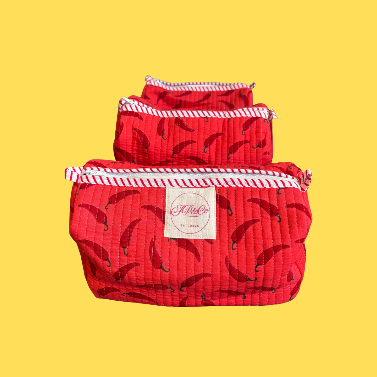 Red Chilli Pepper Wash Bag Set (Set of 3)