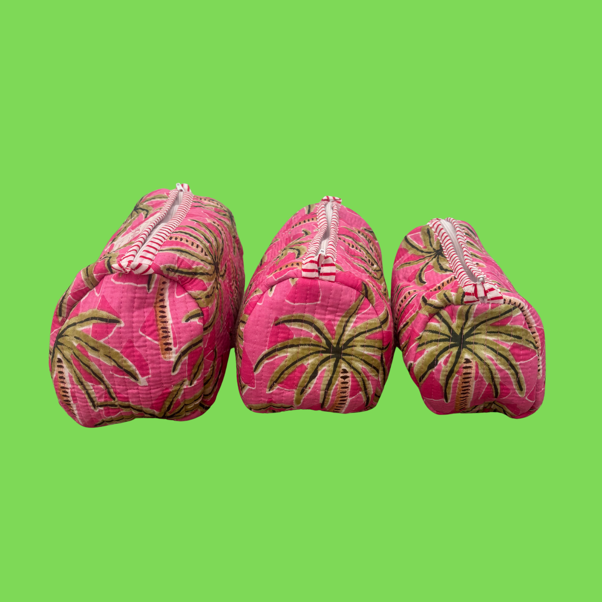 Miami Palm Pink Sunset Wash Bag Set (Set of 3)