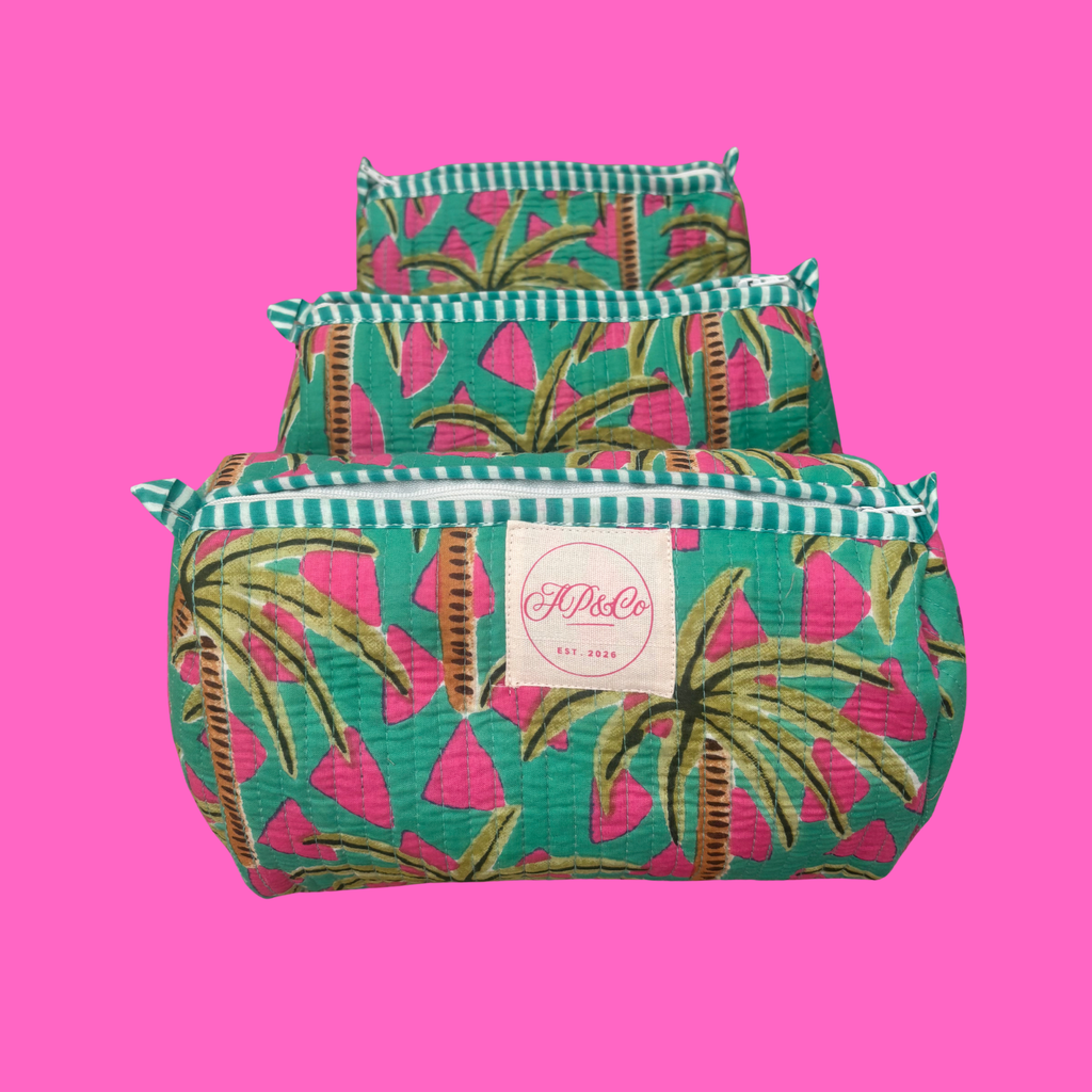 Miami Palm Emerald Nights Wash Bag Set (Set of 3)