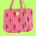 NEW Pale Pink Lobster Screen Print Tote Bag