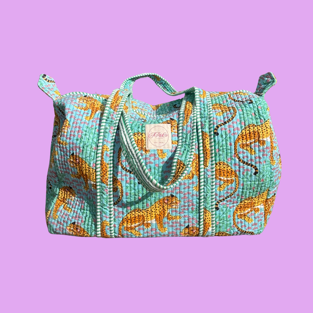 NEW Blue & Turquoise Leopard Duffle & Wash Bag Set