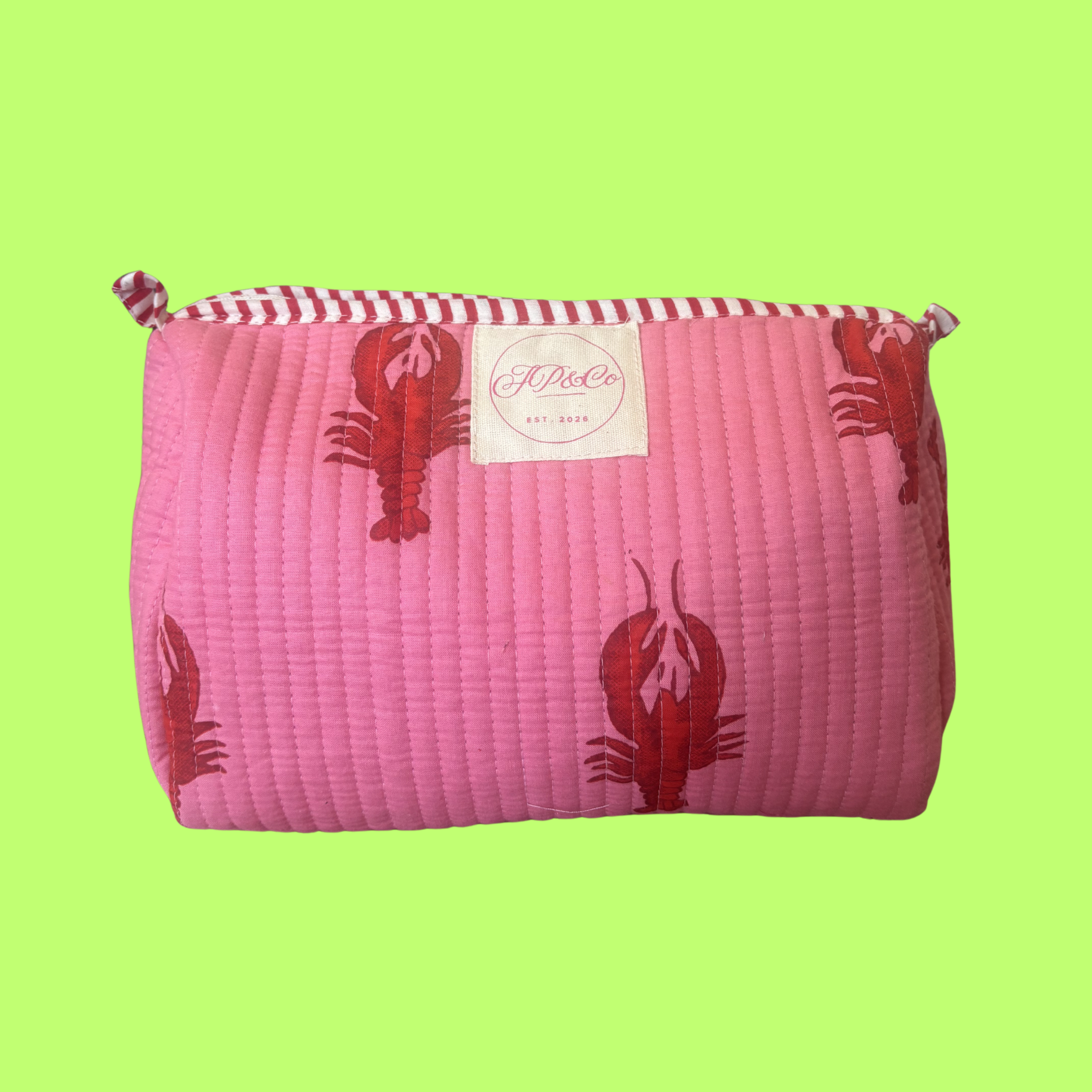 Light Pink Lobster Wash Bag Set (Set of 3)