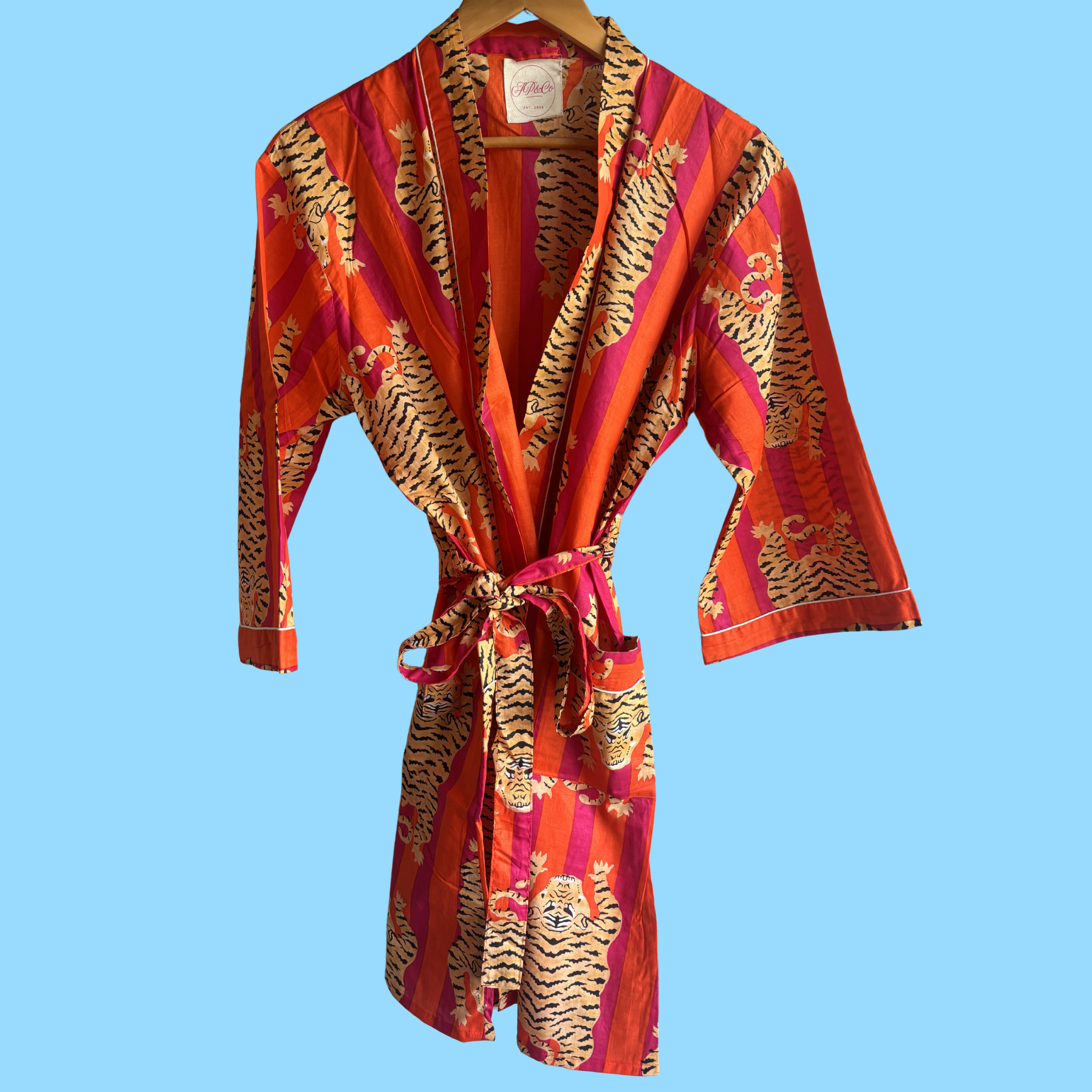 Pink & Orange Stripe Tiger Kimono (Short)