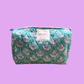 Turquoise Fan Wash Bag Set (Set of 3)