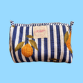 Blue & White Striped Lemons Wash Bag Set – Handmade Cotton Toiletry Bags