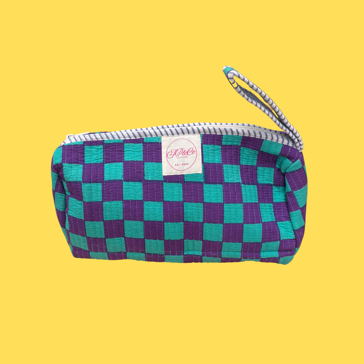 Purple & Turquoise Checkerboard Hairstyling Tool Bag