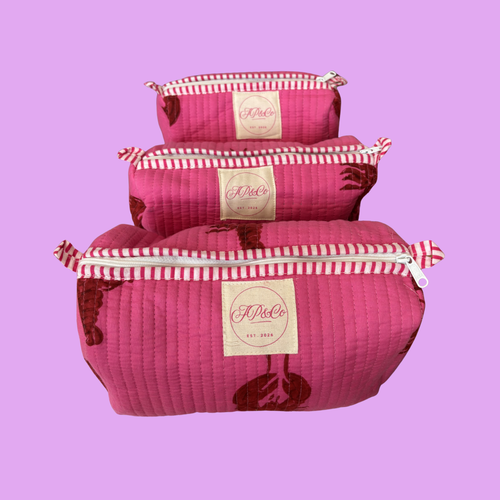 Hot Pink Lobster Wash Bag Set (Set of 3)