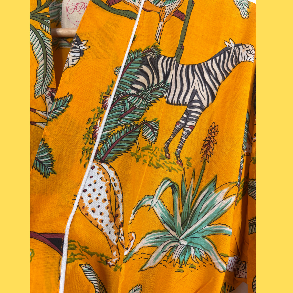 Ochre Jungle Print Cotton Kimono (Full Length)