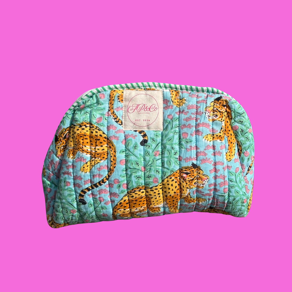 NEW Blue & Turquoise Leopard Duffle & Wash Bag Set