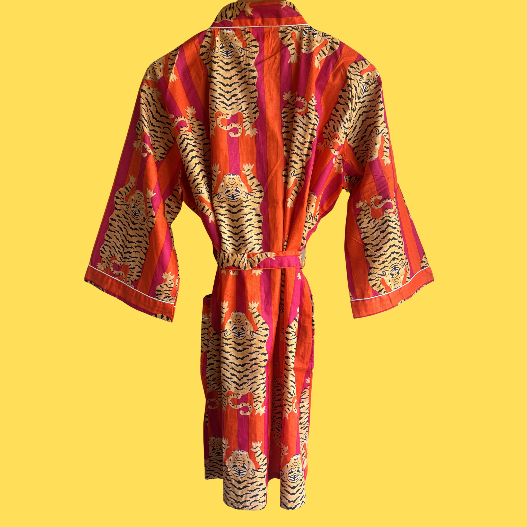 Pink & Orange Stripe Tiger Kimono (Short)
