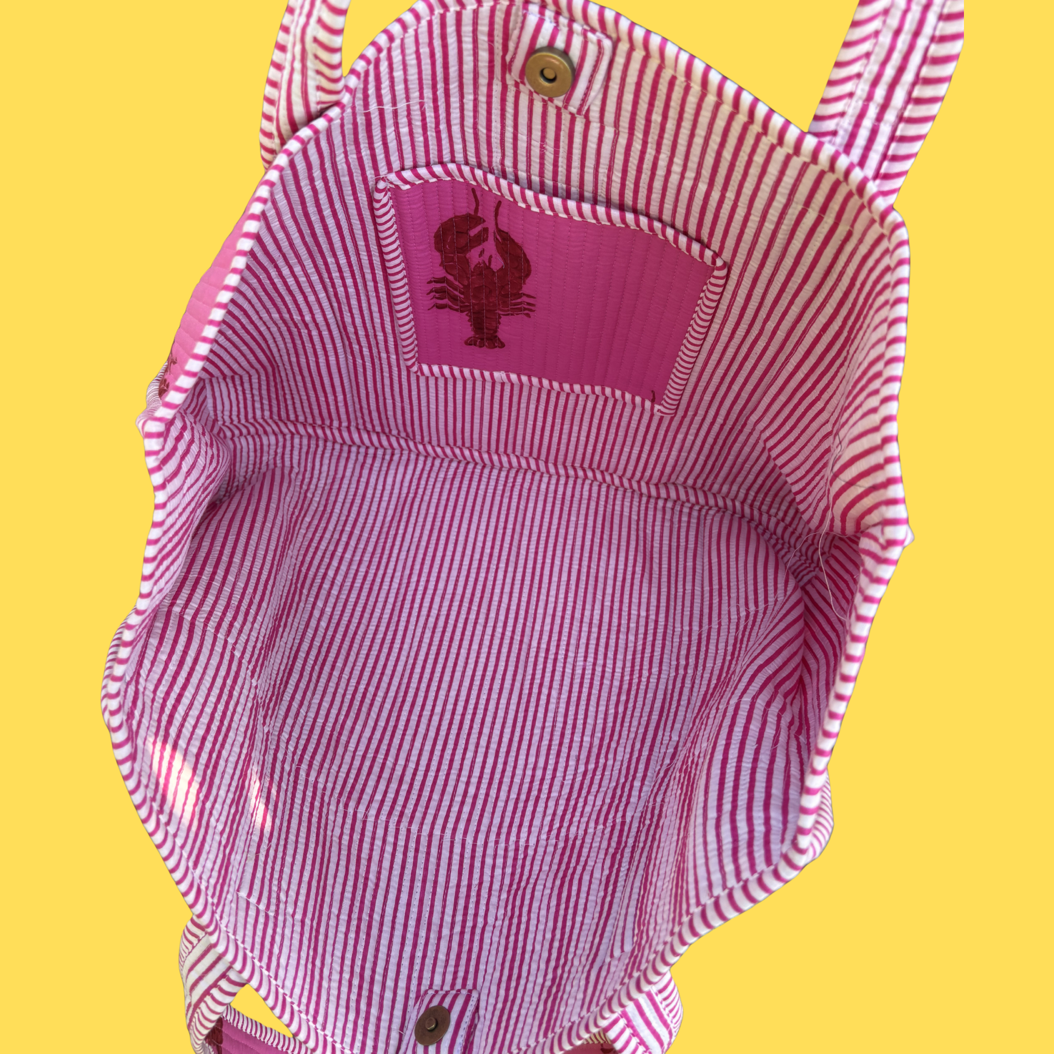 NEW Hot Pink Lobster Block Print Tote Bag