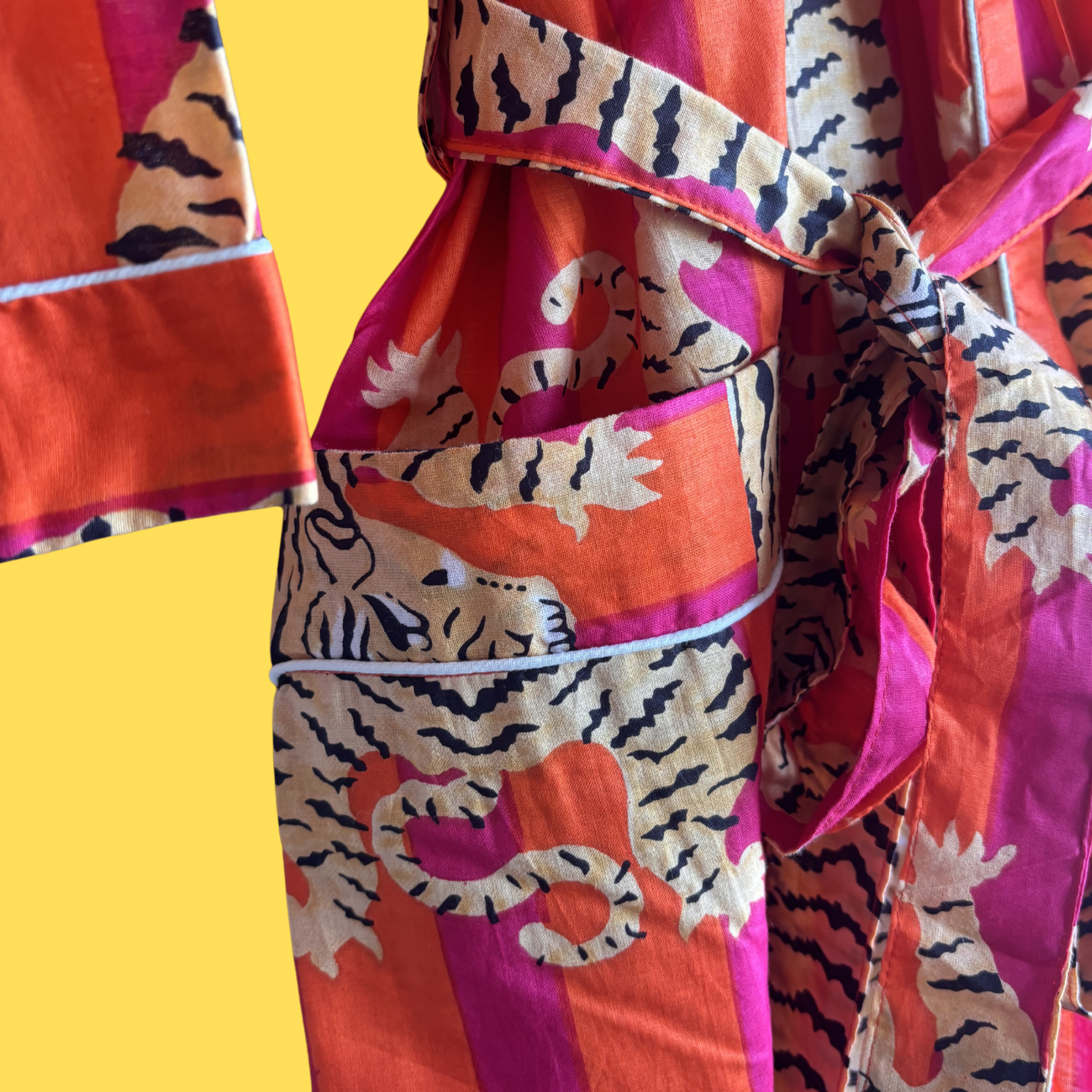 Pink & Orange Stripe Tiger Kimono (Short)