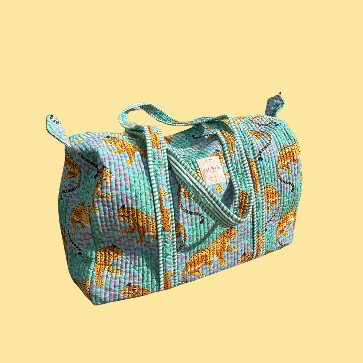 NEW Blue & Turquoise Leopard Duffle & Wash Bag Set