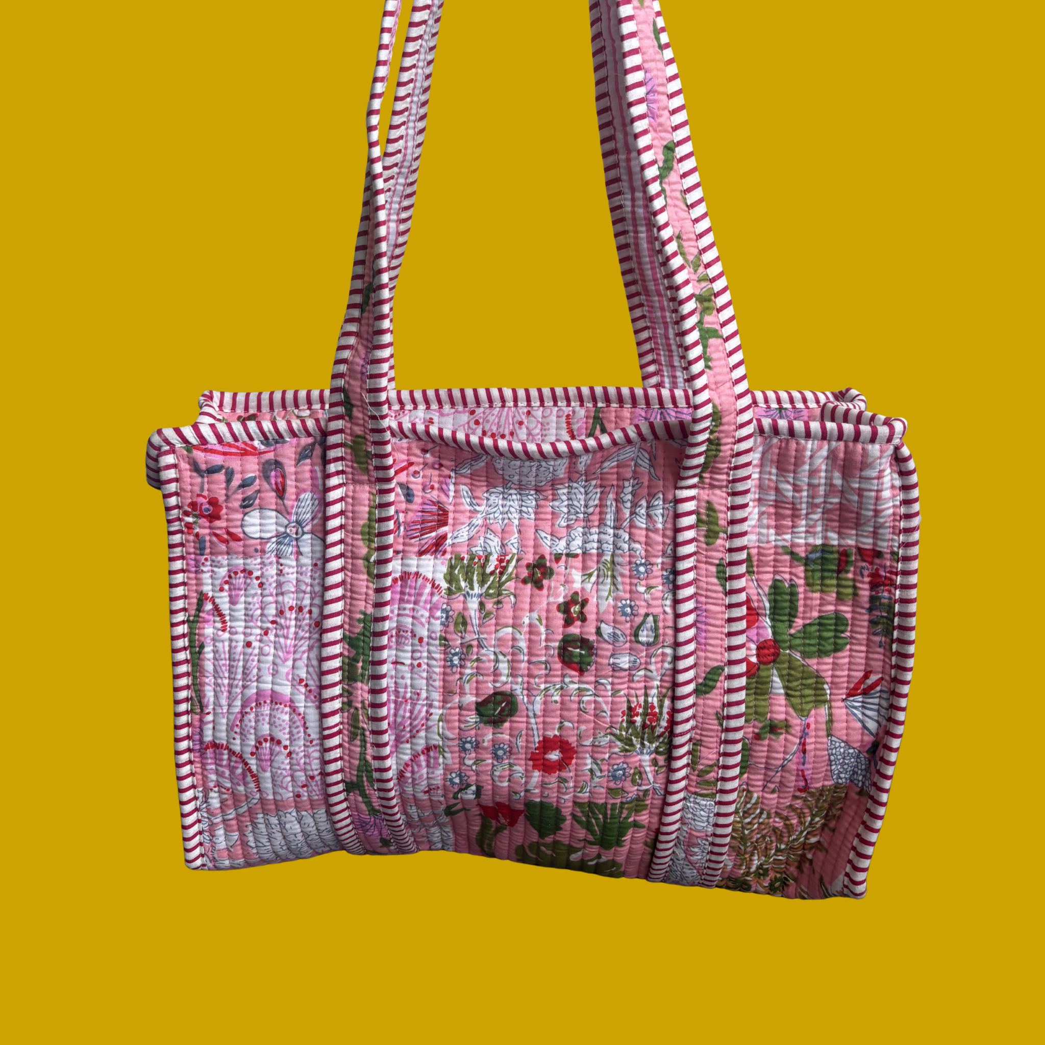 NEW Pink Patchwork Midi Tote Bag + Travel Pouch