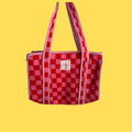 Pink & Red Checkerboard Midi Tote