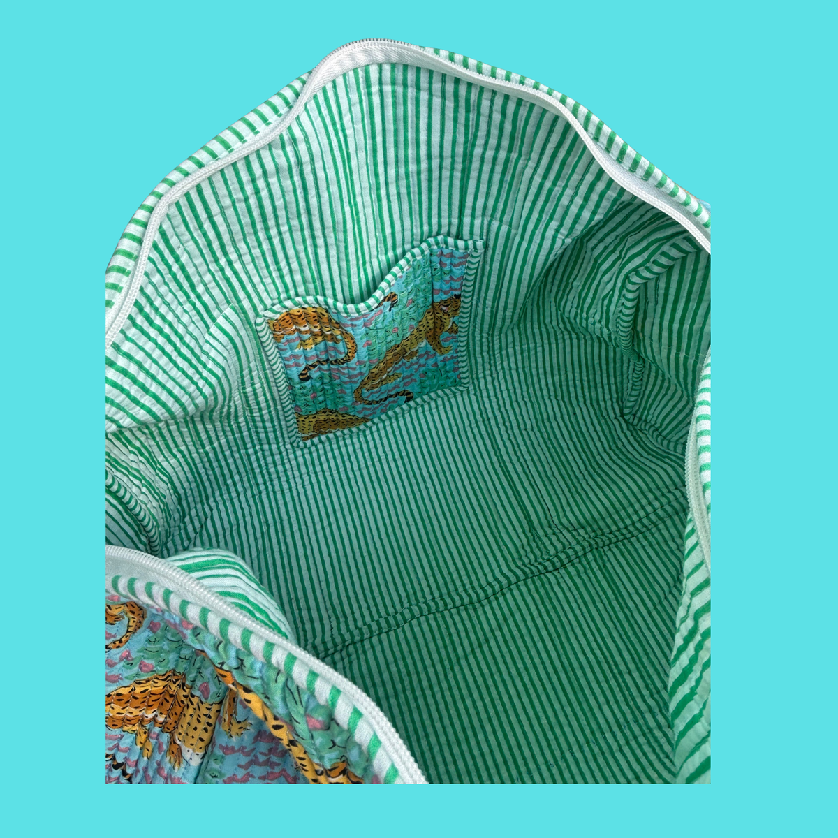 NEW Blue & Turquoise Leopard Duffle & Wash Bag Set