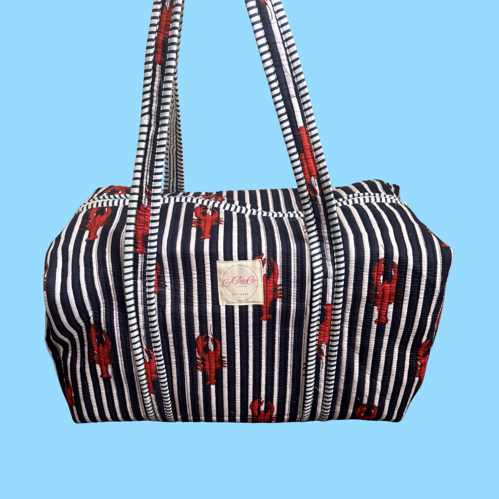 NEW Navy & White Striped Lobster Weekend Duffle Bag