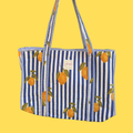NEW Blue & White Striped Lemon Tote Bag