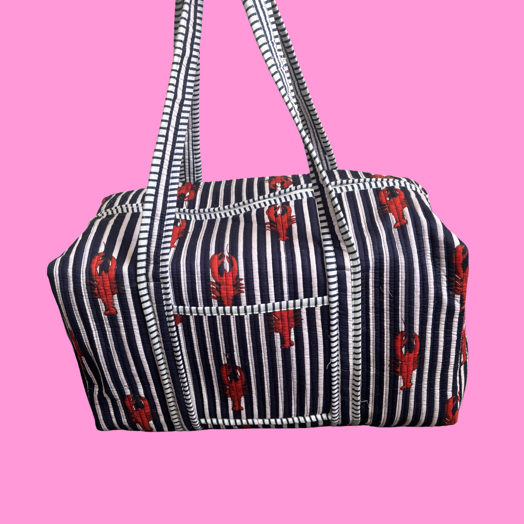 NEW Navy & White Striped Lobster Weekend Duffle Bag