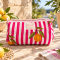 JP & Co Hot Pink & White Striped Lemons Wash Bag Set