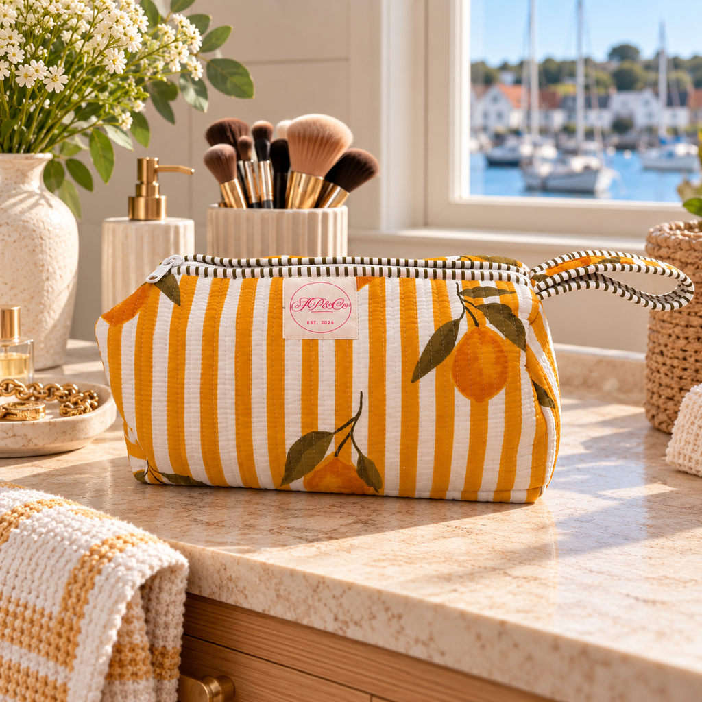 Yellow Striped Lemon Hairstyling Tool Bag