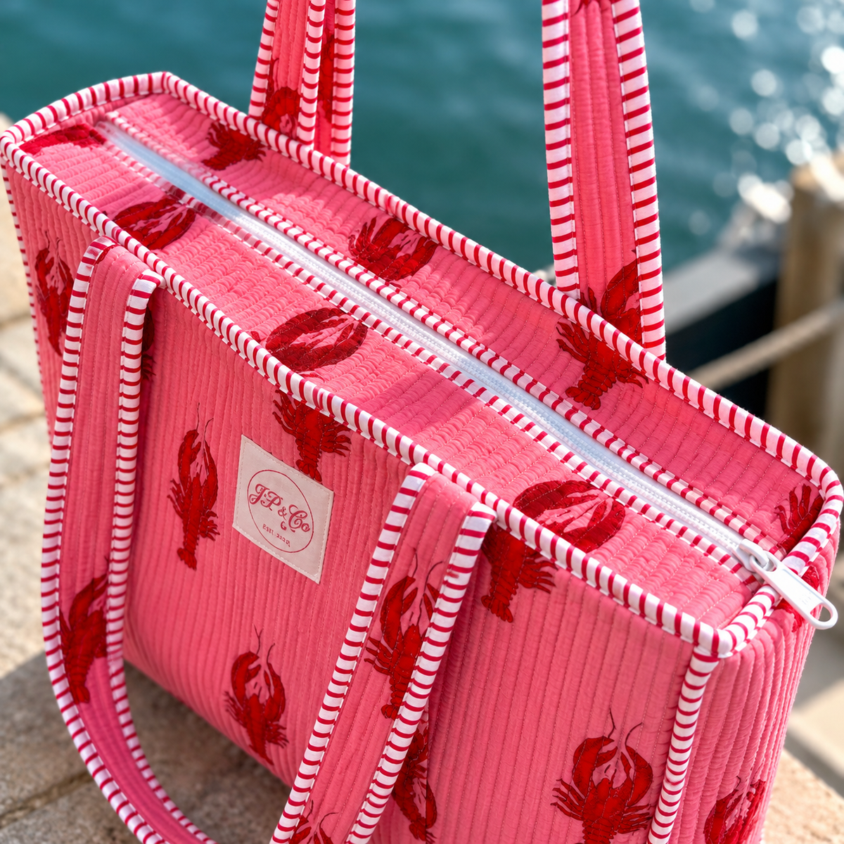 Light Pink Lobster Screen Print Tote Bag