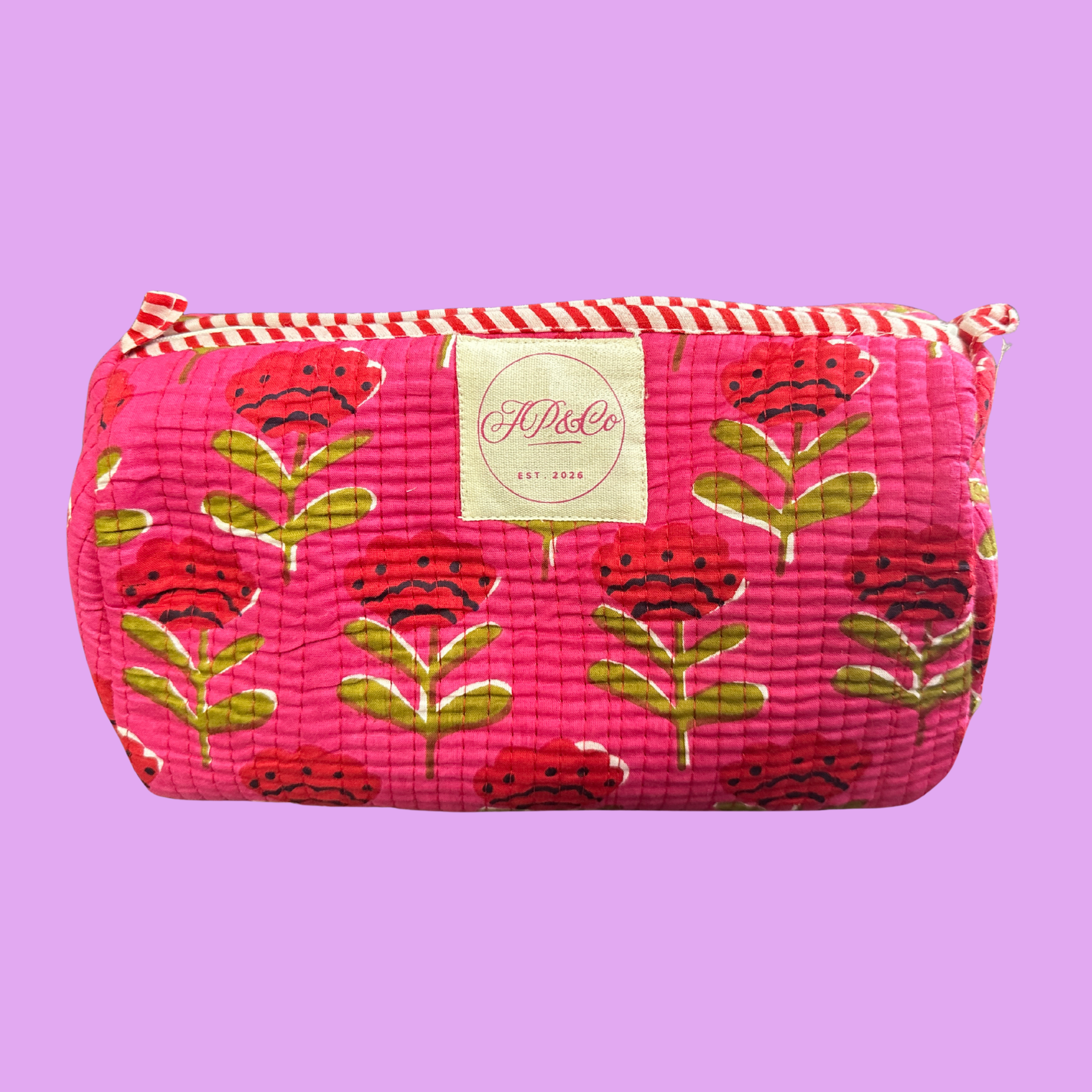 Magenta Poppy Print Wash Bag Set (Set of 3)