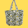 Leopard Print Tote Bag on Yellow background