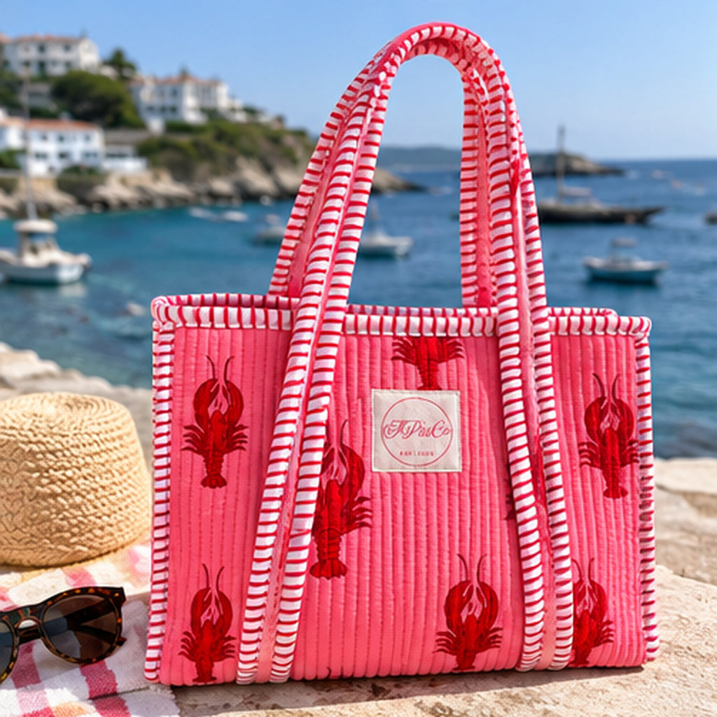 Light Pink Lobster Midi Tote