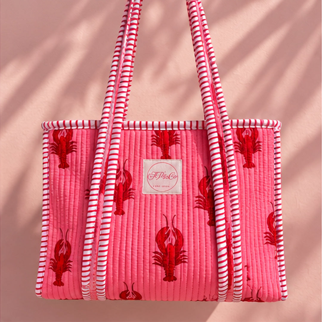 Light Pink Lobster Midi Tote