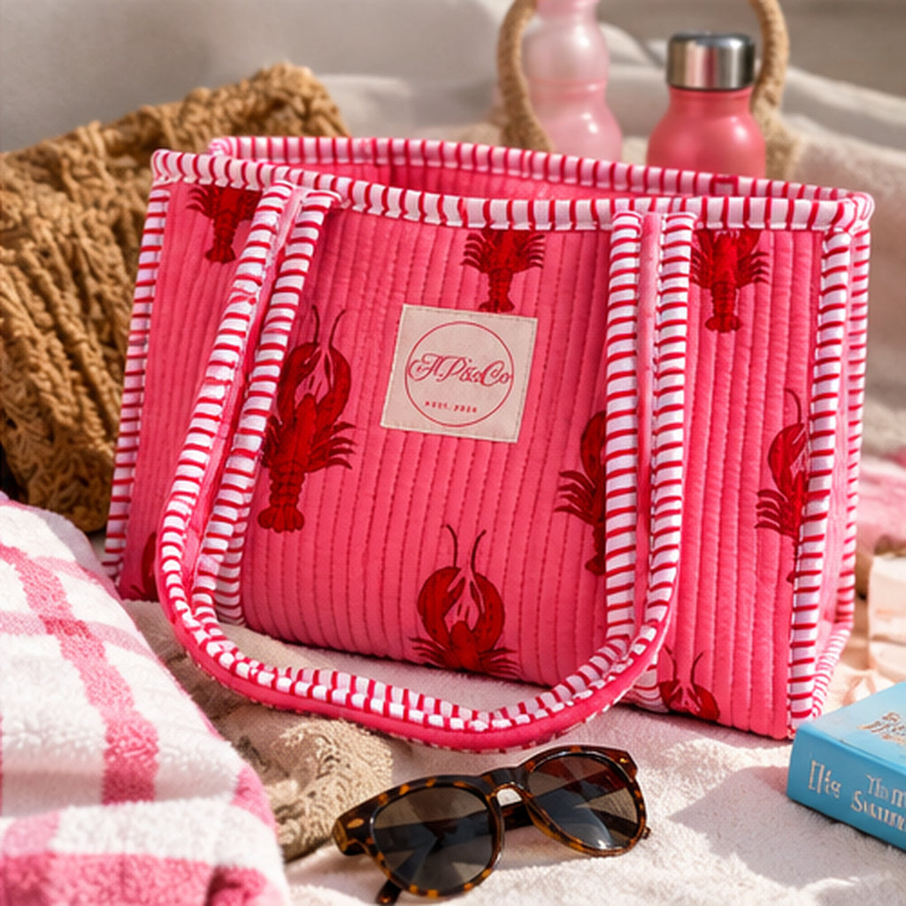 Light Pink Lobster Midi Tote